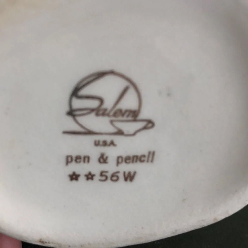Mid century Salem pen & pencil off white creamer